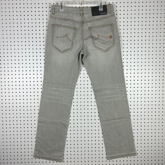 Rocawear‎ Gray Y2K Baggy Jeans 32x32 Stitched Skater Streetwear Honeycomb 90s - Picture 1 of 7